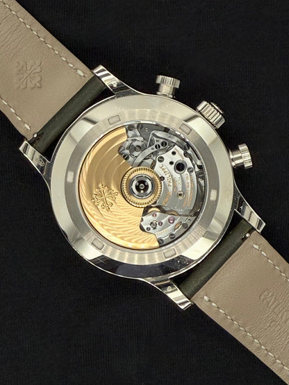Patek Philippe Calatrava Complications White Gold Green Dial 5924G-010 open case
