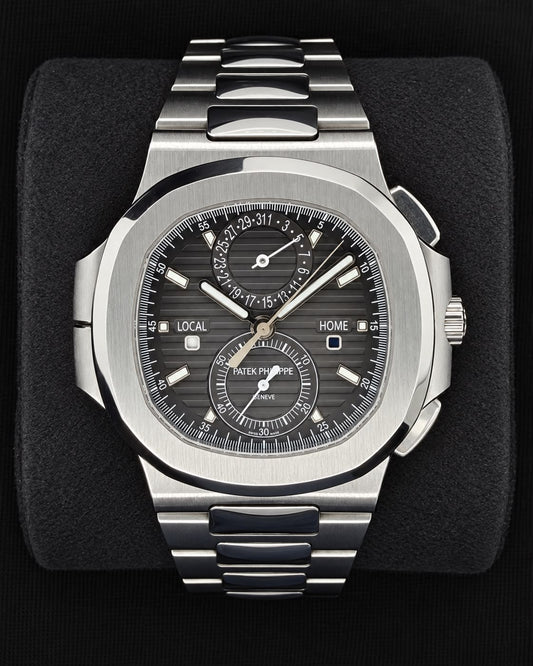 Patek Philippe Nautilus Travel Time Chronograph Black Noir Trame Dial Stainless Steel 5990/1A-001 | 2021 | 40.5mm