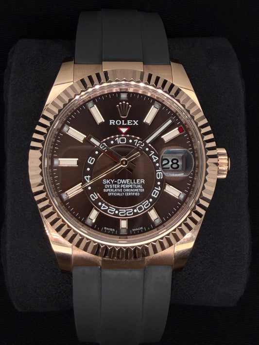Rolex Sky-Dweller Rose Gold Chocolate Dial Oysterflex 326235 | 2023 | 42mm
