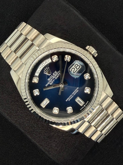 Rolex Day-Date 36 Ombré Blue Diamond Dial White Gold 128239 | 2021 | 36mm