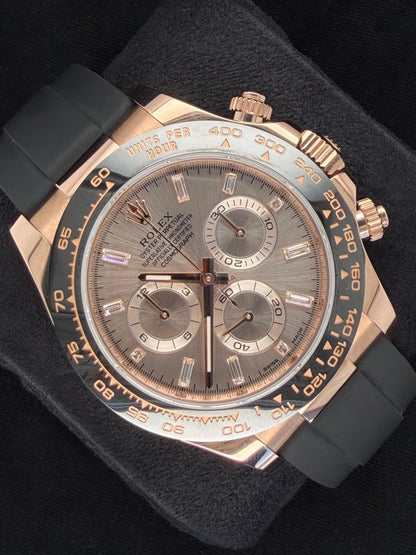 Rolex Cosmograph Daytona Oysterflex Rose Gold Sundust Baguette Diamond Dial 116515LN | 2022 | 40mm