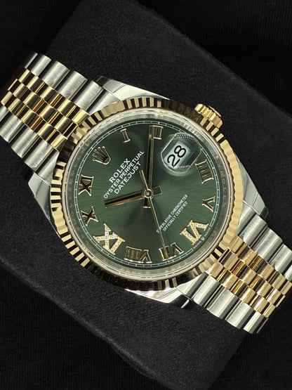 Rolex Datejust 36 Two Tone Yellow Gold Green Diamond Dial 126233 | 2026 | 36mm
