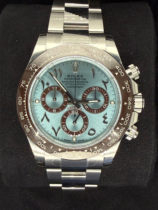 Rolex Daytona Platinum Ice Blue Dial with Arabic Numeral 'Platona' 116506-004 | 2022 | 40mm