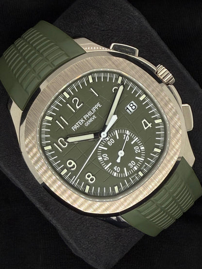Patek Philippe Aquanaut Chronograph White Gold Green Dial 5968G-010 left