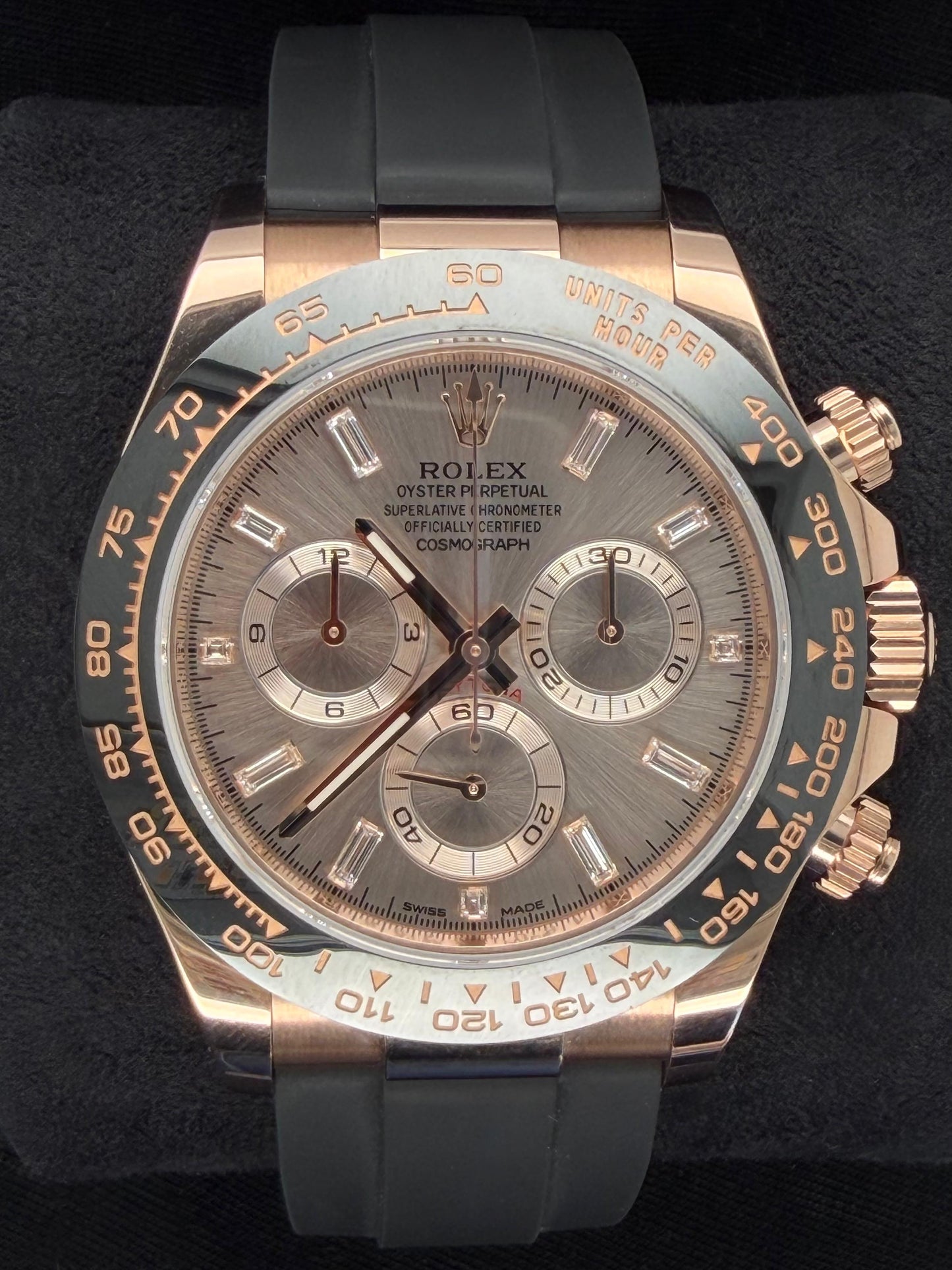 Rolex Cosmograph Daytona Oysterflex Rose Gold Sundust Baguette Diamond Dial 116515LN | 2022 | 40mm