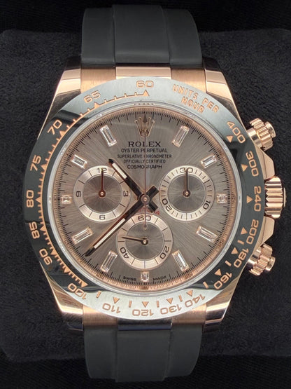 Rolex Cosmograph Daytona Oysterflex Rose Gold Sundust Baguette Diamond Dial 116515LN | 2022 | 40mm